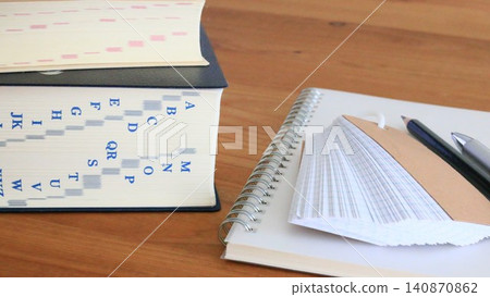 A study desk designed for English language learning and qualification acquisition. A study desk designed for English language learning and qualification acquisition. 140870862