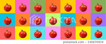 Pomegranates in a colorful grid of vibrant hues Pomegranates in a colorful grid of vibrant hues 140870934