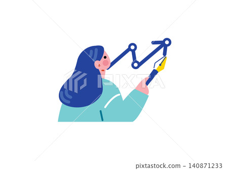 Illustrations of women who earn a living through illustration production. 140871233
