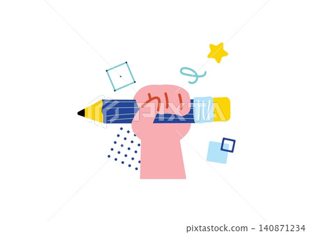 一隻手握著鉛筆的插圖 一隻手握著鉛筆的插圖 140871234