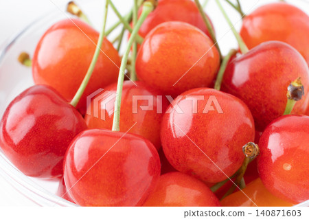 Close-up of cherries in a glass container Close-up of cherries in a glass container 140871603