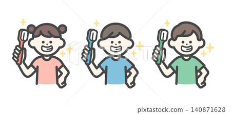 A child who has brushed their teeth until they shine. A child who has brushed their teeth until they shine. 140871628