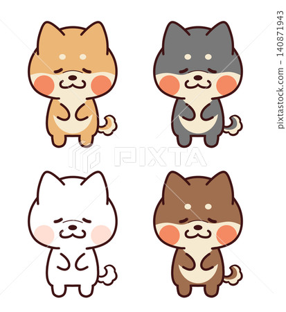 A Shiba Inu bowing with its eyes closed. 140871943