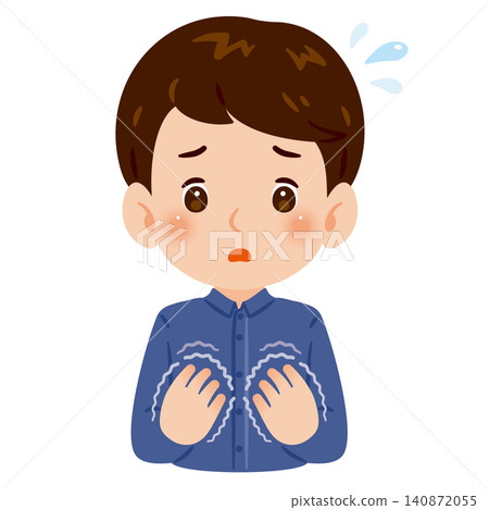 一幅描繪手部顫抖的男子的插圖 140872055