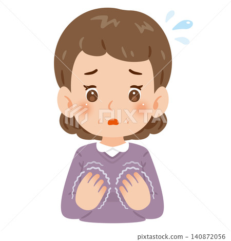 一幅中年婦女雙手顫抖的插圖 140872056