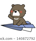 A bear riding a large paper airplane 140872792