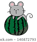 A mouse sitting on a watermelon 140872793