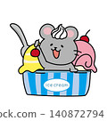 A mouse peeking out of a cup of ice cream 140872794