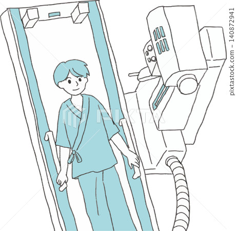 圖示:一名病患正在接受胃部鋇餐檢查(X光透視檢查)(健康檢查、身體檢查和胃癌篩檢的向量圖素材) 圖示:一名病患正在接受胃部鋇餐檢查(X光透視檢查)(健康檢查、身體檢查和胃癌篩檢的向量圖素材) 140872941