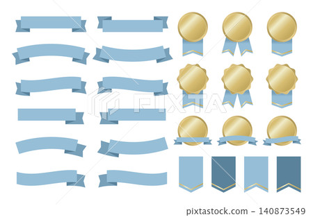 Simple sky blue ribbon frame set Simple sky blue ribbon frame set 140873549