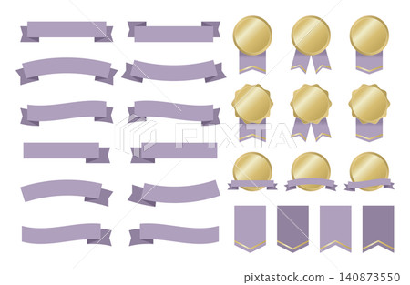 Simple purple ribbon frame set Simple purple ribbon frame set 140873550