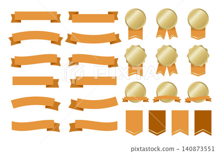 Simple orange ribbon frame set Simple orange ribbon frame set 140873551