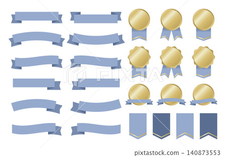 Simple blue ribbon frame set Simple blue ribbon frame set 140873553
