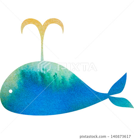 美麗的水彩畫鯨魚圖示圖像插圖 140873617