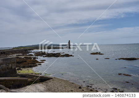 The ruins of the Tower of San Sadurnino rise above the sea on the islet of A Figueira, Cambados, Galicia The ruins of the Tower of San Sadurnino rise above the sea on the islet of A Figueira, Cambados, Galicia 140874133