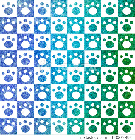 An illustration of a beautiful watercolor-patterned paw print icon. 140874495