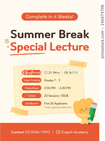 School summer vacation special class flyer poster template vector School summer vacation special class flyer poster template vector 140874706