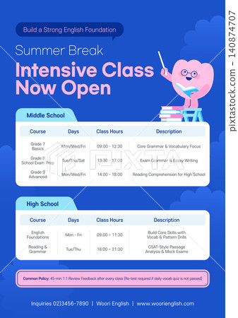 English academy summer break intensive class flyer poster template vector English academy summer break intensive class flyer poster template vector 140874707