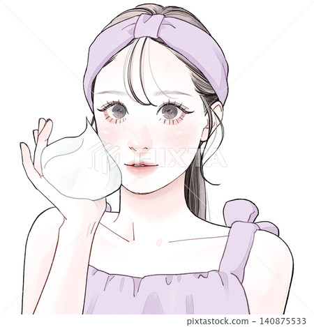 一個手掌裡拿著泡沫的女人-紫色 一個手掌裡拿著泡沫的女人-紫色 140875533