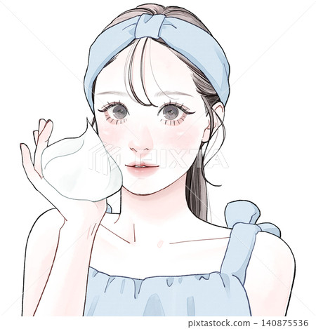 一個女人手掌裡拿著泡沫-淺藍色 一個女人手掌裡拿著泡沫-淺藍色 140875536