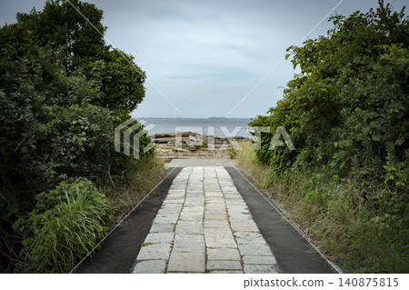 A scene from Kannonzaki Park under a rainy season sky, Yokosuka City, Kanagawa Prefecture. 140875815