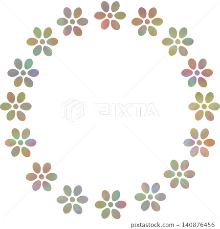 An illustration of an icon with a beautiful watercolor-patterned wreath frame. 140876456