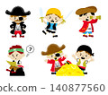 A set of illustrations of people dressed as pirates, such as pirates on a treasure hunt. A set of illustrations of people dressed as pirates, such as pirates on a treasure hunt. 140877560