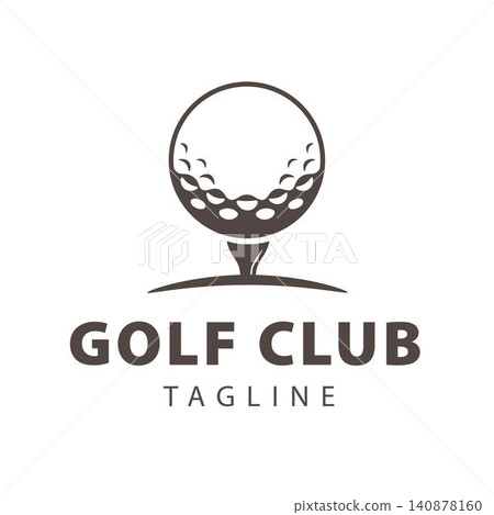 Minimalist Golf Ball on Tee Logo for Golf Club and Sports Academy Minimalist Golf Ball on Tee Logo for Golf Club and Sports Academy 140878160
