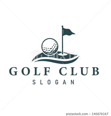 Minimalist Golf Ball with Fairway Wave Logo for Golf Club and Sports Resort 140878167