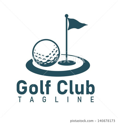 Minimalist Golf Ball with Circular Putting Green Logo for Golf Club and Sports Academy Minimalist Golf Ball with Circular Putting Green Logo for Golf Club and Sports Academy 140878173