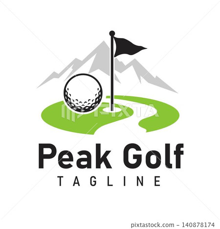 Minimalist Golf Ball with Mountain Landscape Logo for Golf Course and Outdoor Recreation 140878174