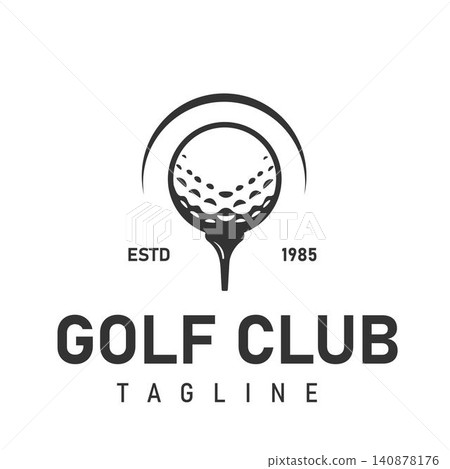 Minimalist Golf Ball on Tee Logo for Golf Club and Sports Equipment Brand Minimalist Golf Ball on Tee Logo for Golf Club and Sports Equipment Brand 140878176