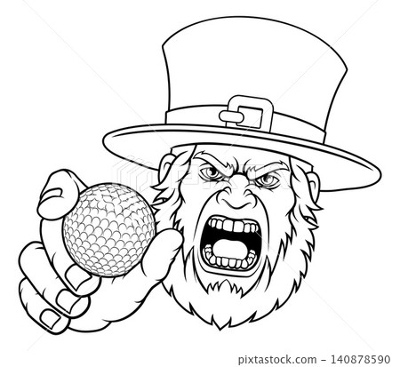 Leprechaun Celtic Irish Golf Ball Sports Mascot Leprechaun Celtic Irish Golf Ball Sports Mascot 140878590