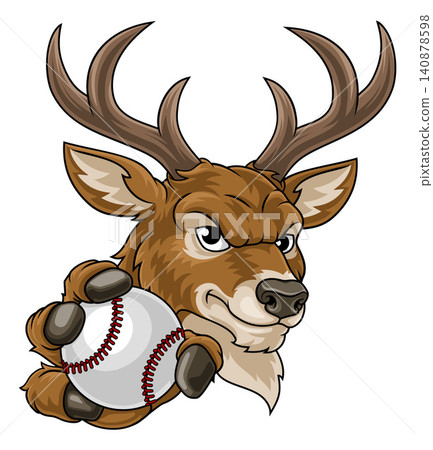 Stag Antlers Deer Baseball Team Mascot Cartoon Stag Antlers Deer Baseball Team Mascot Cartoon 140878598