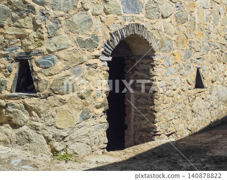 Entrance the first (ground) floor of a traditional Svan residential complex Entrance the first (ground) floor of a traditional Svan residential complex 140878822