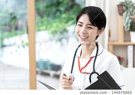 Young female nurse, home-visit nursing, home care Young female nurse, home-visit nursing, home care 140878868