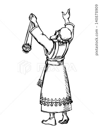 Vector drawing. High Priest with a Censer Vector drawing. High Priest with a Censer 140878909