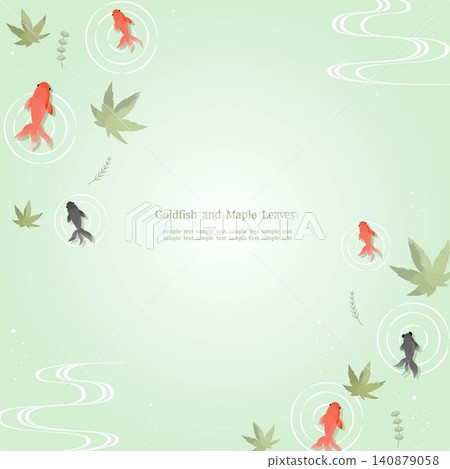 A refreshing water ripple frame adorned with blue maple leaves and goldfish (square shape) A refreshing water ripple frame adorned with blue maple leaves and goldfish (square shape) 140879058