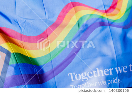 Rainbow banner displayed Pride event Rainbow banner displayed Pride event 140880106