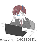 A businessman clutches his temples, veins bulging. 140880351