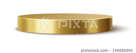 Golden round 3d podium pedestal, shiny gold metal stage for luxury product presentation and premium quality showcasing of jewelry, cosmetics or awards. Polished retail display base or stand mockup Golden round 3d podium pedestal, shiny gold metal stage for luxury product presentation and premium quality showcasing of jewelry, cosmetics or awards. Polished retail display base or stand mockup 140880893