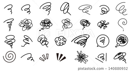 A set of handwritten-style scribble icons representing confusion, unease, and stress. A set of handwritten-style scribble icons representing confusion, unease, and stress. 140880932