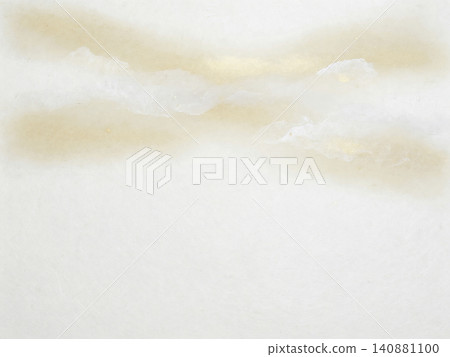 An elegant Japanese material featuring delicate gold and pearlescent mist patterns swirling across white washi paper. An elegant Japanese material featuring delicate gold and pearlescent mist patterns swirling across white washi paper. 140881100
