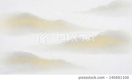 An elegant Japanese material featuring delicate gold and pearlescent mist patterns swirling across white washi paper. An elegant Japanese material featuring delicate gold and pearlescent mist patterns swirling across white washi paper. 140881108