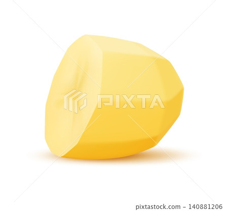 Realistic raw peeled potato vegetable half with smooth, golden yellow surface emphasizes freshness and readiness for cooking. Isolated 3d vector culinary ingredient, healthy food, organic farm produce Realistic raw peeled potato vegetable half with smooth, golden yellow surface emphasizes freshness and readiness for cooking. Isolated 3d vector culinary ingredient, healthy food, organic farm produce 140881206