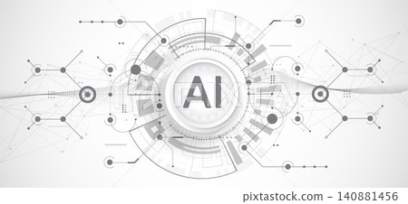 Artificial Intelligence AI concept with neural network and digital data technology background. Abstract futuristic technology background Artificial Intelligence AI concept with neural network and digital data technology background. Abstract futuristic technology background 140881456