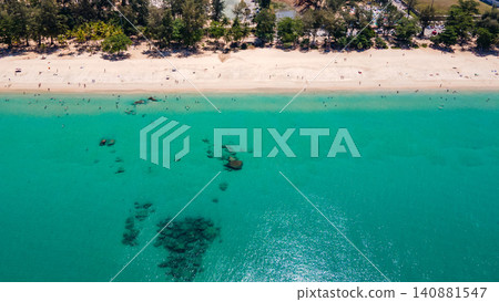 Aerial top view of Surin beach in Phuket, Thailand Aerial top view of Surin beach in Phuket, Thailand 140881547