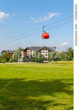 gondola lift cabin in Bansko mountain resort, Bulgaria gondola lift cabin in Bansko mountain resort, Bulgaria 140881841