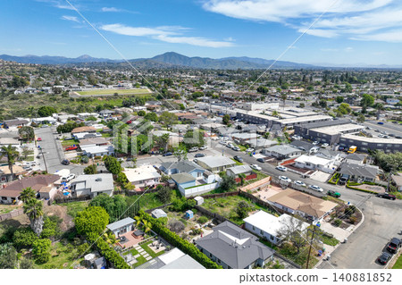 Aerial view of Lemon Grove neighborhood of San Diego, California. 140881852