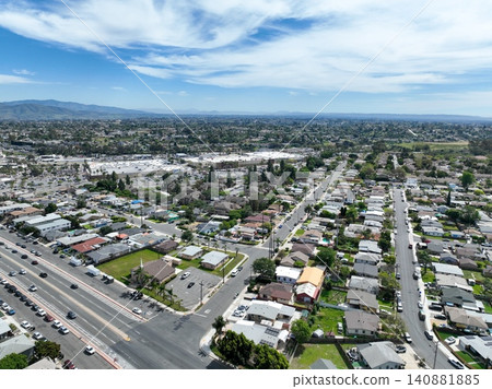 Aerial view of Lemon Grove neighborhood of San Diego, California. 140881885